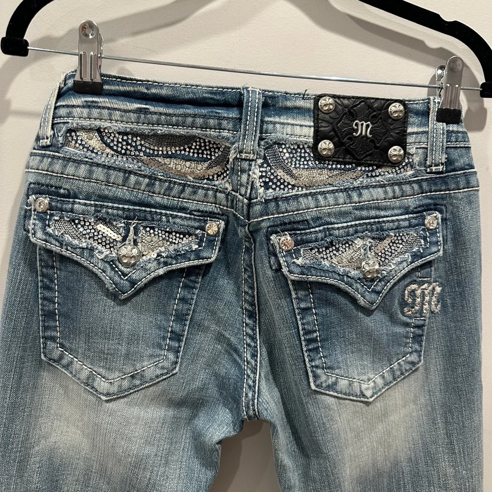 Miss Me Stylish Blue Distressed Women's Jeans - Picture 5 of 13